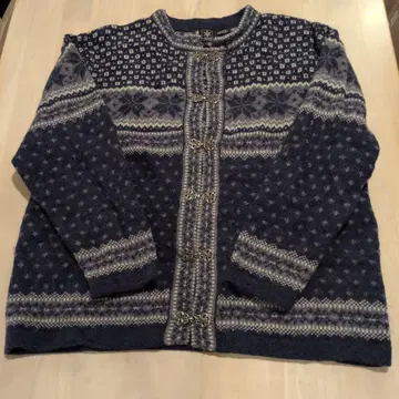 빈티지 노르딕 무늬 울 가디건