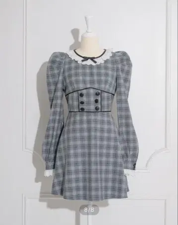 pinm 코튼 레이스 칼라 코르셋 미니 원피스