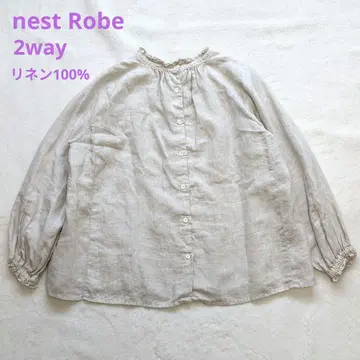 [ nest Robe ] 린넨 스탠드 프릴 블라우스 2way 린넨100%