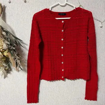 JEANASIS 12G 체크 자카드 크루 가디건