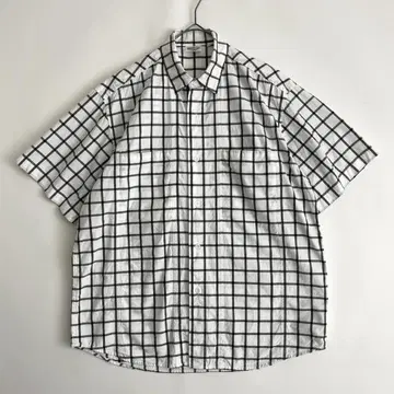 orSlow (if) BEAMS 별주 체크 셔츠 2 와이드 화이트 블랙