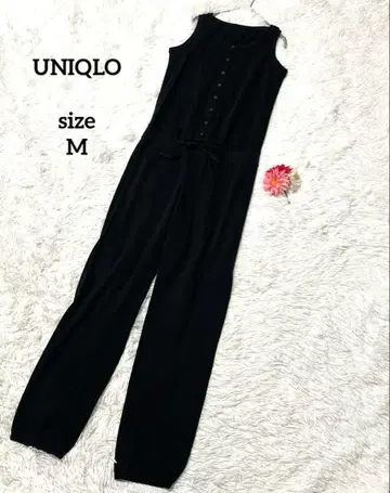 유니클로 슬리브리스 살로펫 올인원 스트레치 블랙 Y2K 얇은 소재