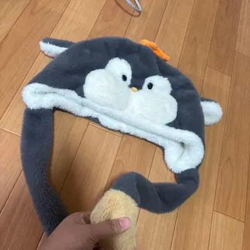 펭귄 디자인 플리스 모자