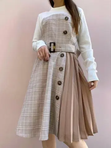 oneway 사이드 플리츠 도킹 원피스