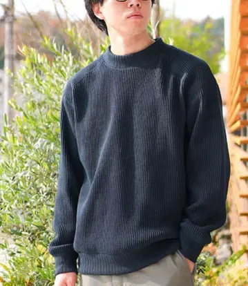 Jackman 잭맨 와플 미드넥 블랙 L