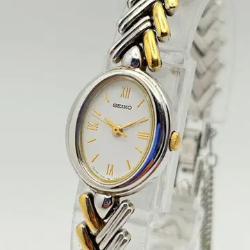 [ 새 배터리 ] 작동 SEIKO 여성용 손목시계 오벌 드레스 콤비 컬러