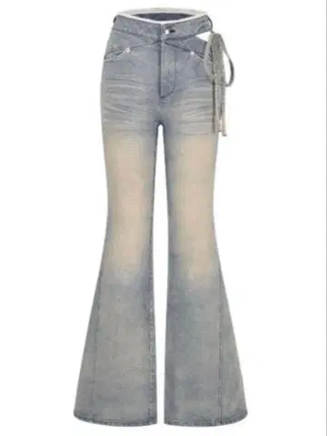 andwang Corset Cut-Out Ribbon FlareDenim