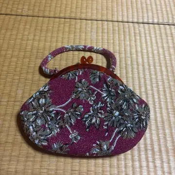 꽃무늬 자수 일본 의류용 백 와인 레드