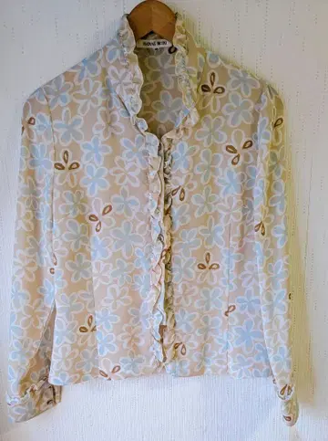 HANAE MORI 프릴 블라우스 하나에모리 꽃무늬