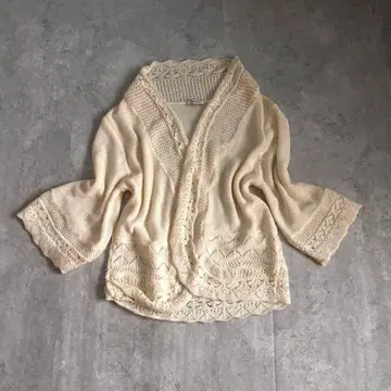 쇼와 레트로 니트 가디건 아이보리 겉옷 걸리시 페미닌 구제 의류