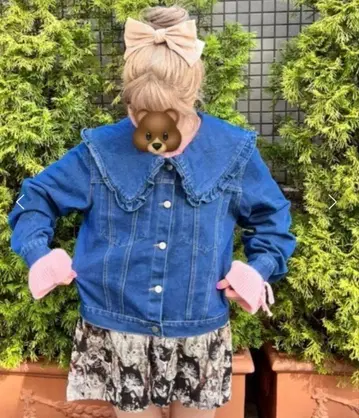 MORE self Love 프릴 달린 인디고 블루 데님 자켓