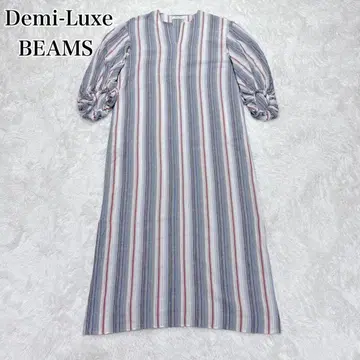 Demi-Luxe BEAMS 멀티 스트라이프 V넥 원피스 38
