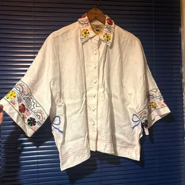 빈티지 자수 린넨 셔츠