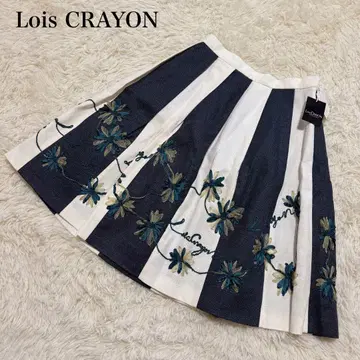 [미사용 새상품] Lois CRAYON 꽃무늬 디자인 스커트 자수 린넨