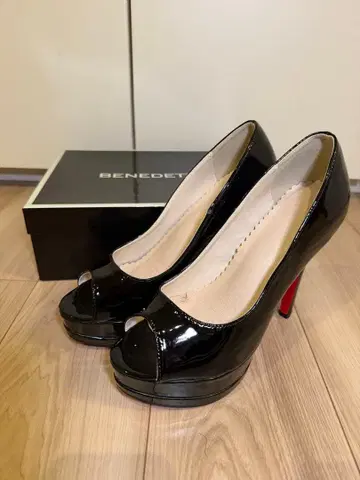 [ 새상품 ] 블랙 오픈토 하이힐 힐 높이 12.5cm