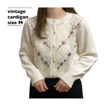 vintage cardigan 레트로 니트 가디건 꽃 자수