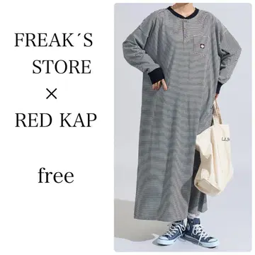 레드캡 프릭스스토어 별주 헨리넥 긴팔 원피스