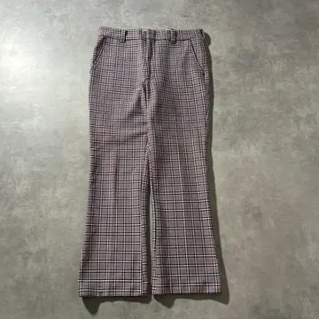 빈티지 70s 체크 플레어 노턱 와이드 슬랙스