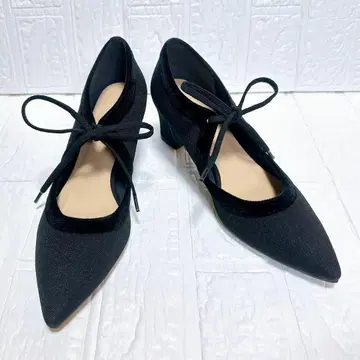 RODE SKO 청키힐 리본 펌프스 블랙 37 일본제 블랙