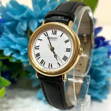 SEIKO 세이코 로만 다이얼 쿼츠 손목시계 골드 일본제 작동품