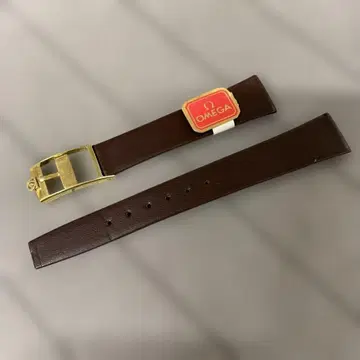 OMEGA 브라운 가죽 밴드 16-12.5mm 폭