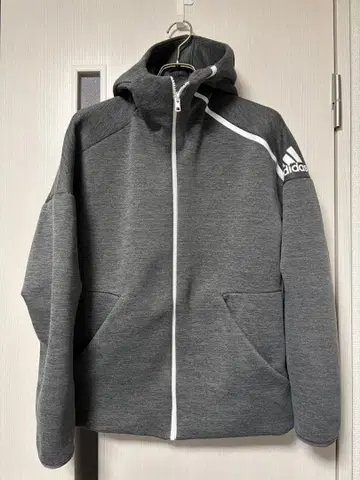 adidas 풀 집업 그레이 후드티 아디다스