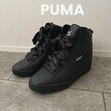 새상품급 PUMA 인힐 하이컷 블랙 리본 22.5cm