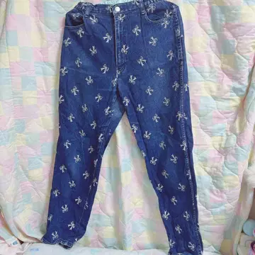 리본 자수 데님 팬츠 KIKI2 구매 빈티지 몽환룩 팬시