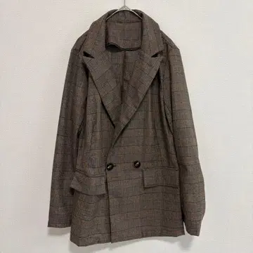 SHEIN 체크 무늬 테일러드 자켓 더블 버튼 사이즈 S