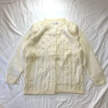 내추럴 걸리시 꽃 디자인 여성용 가디건 겉옷 아이보리