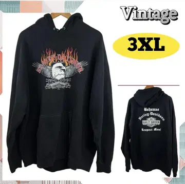 빈티지 할리데이비슨 로고 풀오버 후드티 긴팔 3XL