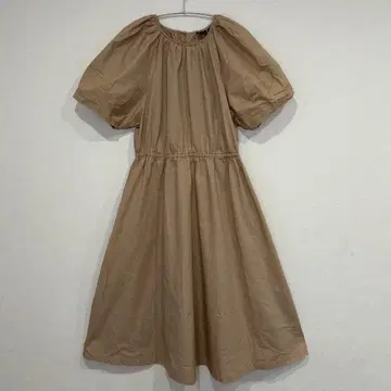 GAP 갭 베이지 계열 퍼프 슬리브 미디 원피스