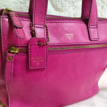 FOSSIL 2WAY 천연 가죽 핑크 핸드백 숄더 수납 가방 포함