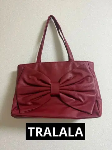 TRALALA 투라라 리본 버건디 토트백 레드 큰 리본