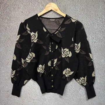 PINORE 꽃무늬 가디건 긴팔 리본 포함 모 100%