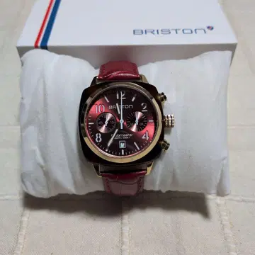 BRISTON 크로노그래프 커스텀 워치 작동 중 레드 컬러