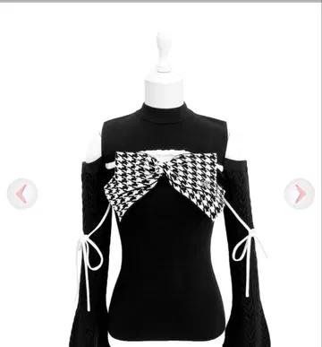 HONEYMEW 허니뮤우 빅 리본 어깨 트임 니트탑