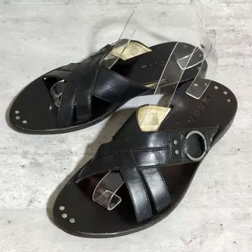 [ REGAL ] 가죽 샌들/크로스 스트랩/블랙/163R