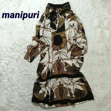 최근 새상품급 마니풀리 보타이 스카프 패턴 원피스 베르메이유 페예나