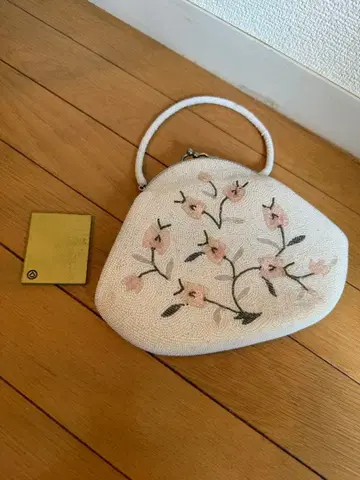 황실 납품 하시모토 비즈백 꽃무늬 자수 일본 의류용 핸드백 거울 포함