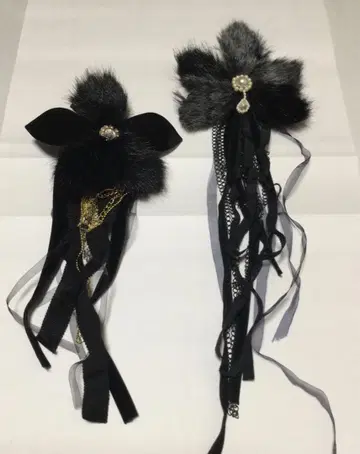 코사지 브로치 2개 세트 블랙 계열