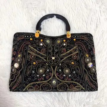 비즈 자수 백 빈티지 파티 블랙 골드 고급스러움