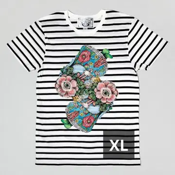 미개봉 새상품 T셔츠 줄무늬 눈꽃 아이들 히구치 유코 보리스 잡화점