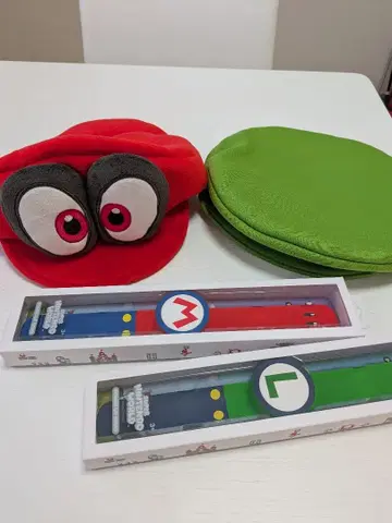 마리오 루이지 파워업 밴딩과 모자 세트