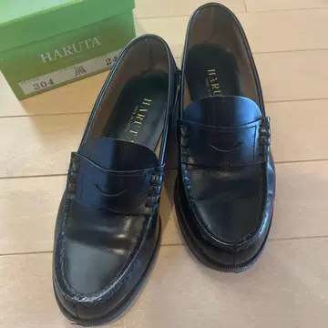 HARUTA 블랙 로퍼 24cm 2E