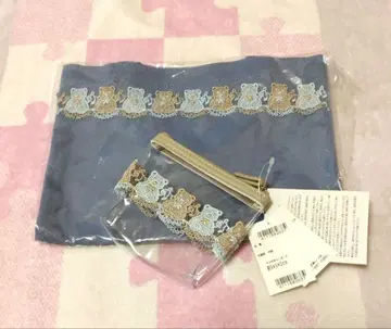 긴자와 레이스 귀여운 곰돌이 자수 토트백 & 파우치