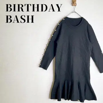 벌스데이 바쉬 PEPLUM KNIT DRESS with PEARL 블랙