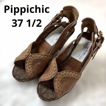 Pippi chic 샌들 37.5 브라운 천연 가죽 일본제 스트랩 미사용