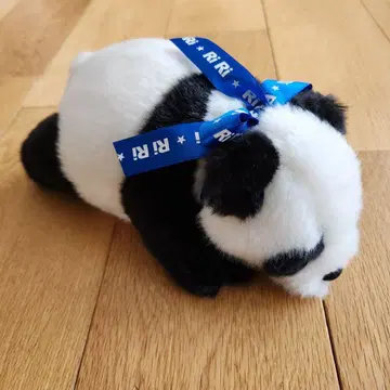 우에노 동물원 리리 RiRi 팬더 봉제 인형 파란 리본 포함
