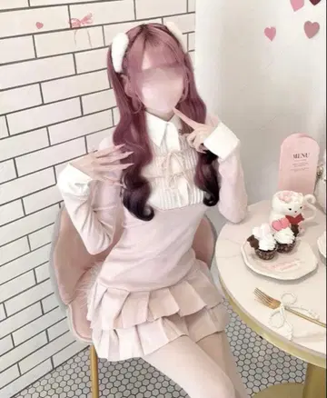 HONEY MEW 허니뮤우 더블 리본 블라우스 도킹 원피스 F